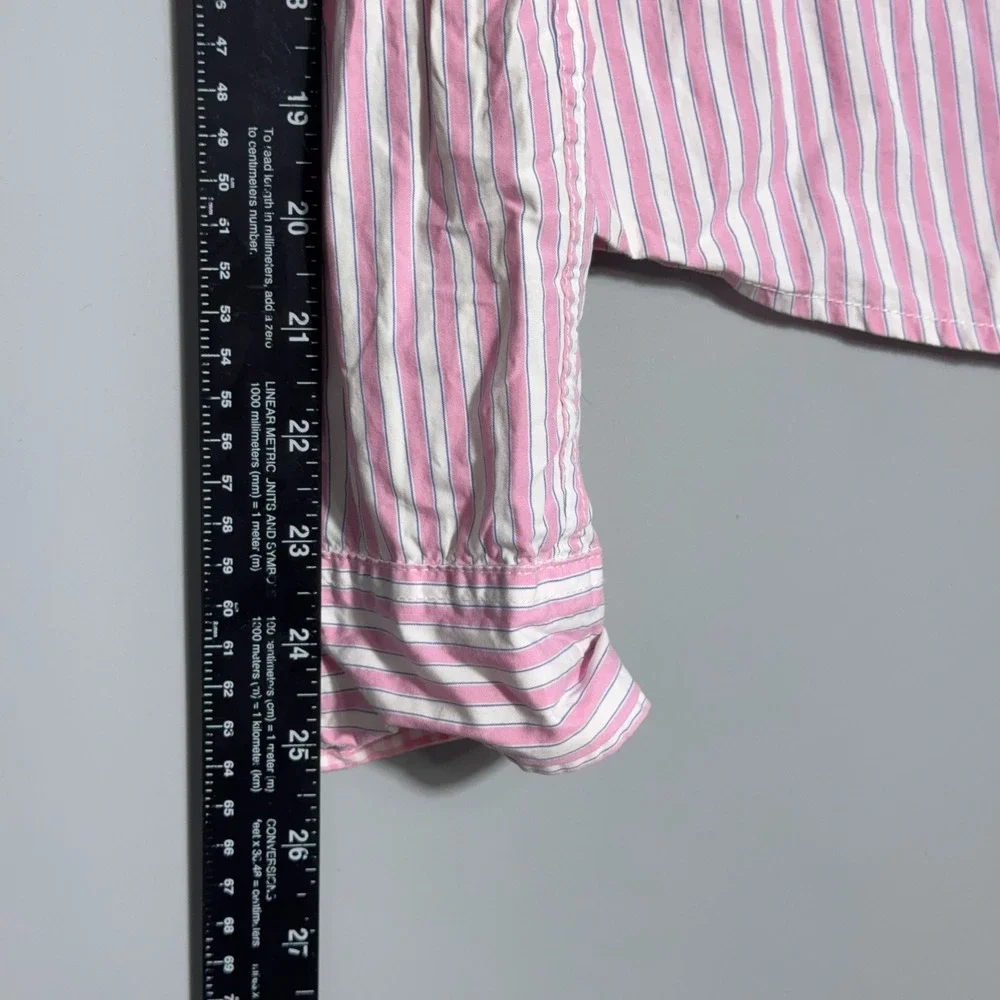 Hollister Button Down Shirt Womens Size Medium Striped Pink Preppy Academia Twee - Picture 7 of 9